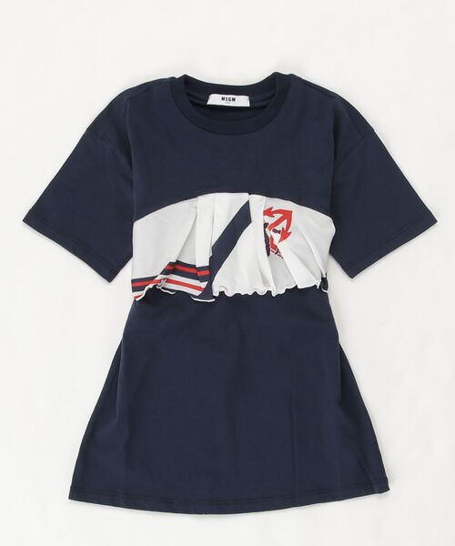 MSGM（エムエスジーエム）の「MSGM(エムエスジーエム)Kids & Junior カットソーTシャツワンピース（Tシャツ/カットソー・キッズ・ホワイト/ブルー・6Y/14Y/4Y/8Y/10Y/12Y）」の2枚目の写真