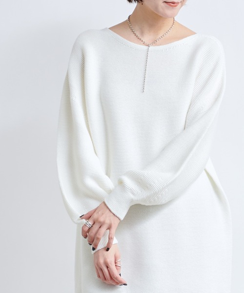 DouDou（ドゥドゥ）の「ガーター袖ボリュームプルオーバー（ニット/セーター・レディース・オフホワイト/グレイッシュベージュ/ラベンダー・FREE）」の2枚目の写真