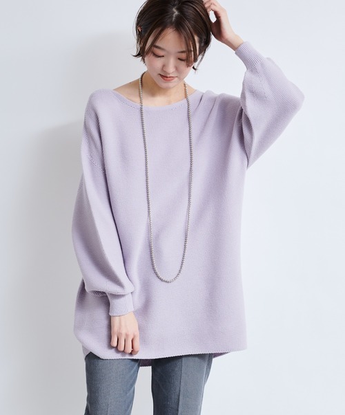 DouDou（ドゥドゥ）の「ガーター袖ボリュームプルオーバー（ニット/セーター・レディース・オフホワイト/グレイッシュベージュ/ラベンダー・FREE）」の8枚目の写真