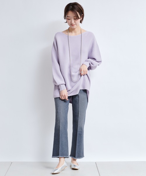 DouDou（ドゥドゥ）の「ガーター袖ボリュームプルオーバー（ニット/セーター・レディース・オフホワイト/グレイッシュベージュ/ラベンダー・FREE）」の4枚目の写真