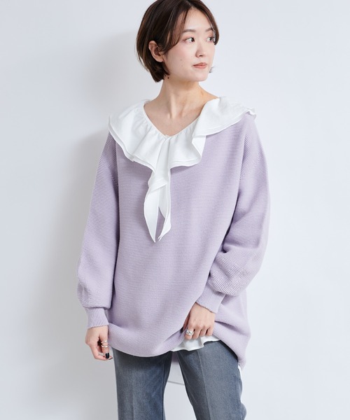 DouDou（ドゥドゥ）の「ガーター袖ボリュームプルオーバー（ニット/セーター・レディース・オフホワイト/グレイッシュベージュ/ラベンダー・FREE）」の13枚目の写真