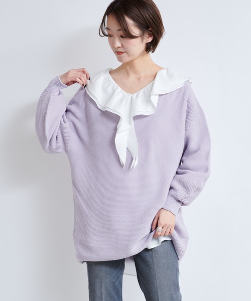 DouDou（ドゥドゥ）の「ガーター袖ボリュームプルオーバー（ニット/セーター・レディース・オフホワイト/グレイッシュベージュ/ラベンダー・FREE）」の15枚目の写真