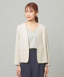 closet story（クローゼットストーリー）の「＜closet story＞□リネンタッチ メランジ カラーレスジャケット -手洗い可能-（ノーカラージャケット・レディース）」