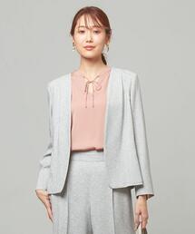 closet story（クローゼットストーリー）の「＜closet story＞□リネンタッチ メランジ カラーレスジャケット -手洗い可能-（ノーカラージャケット・レディース）」