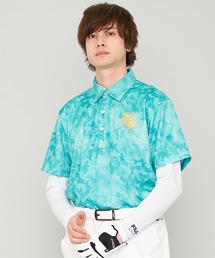 【FILA GOLF/フィラゴルフ】かすれ調 カモ柄 半袖ポロシャツ/接触冷感