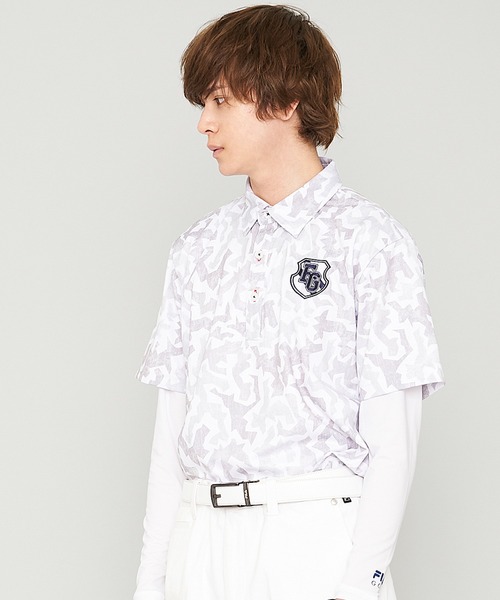 FILA(フィラ)の「【FILA GOLF/フィラゴルフ】かすれ調 カモ柄 半袖ポロシャツ/接触冷感(ポロシャツ・メンズ・ターコイズブルー/ホワイト・L/LL/M)」の6枚目の写真