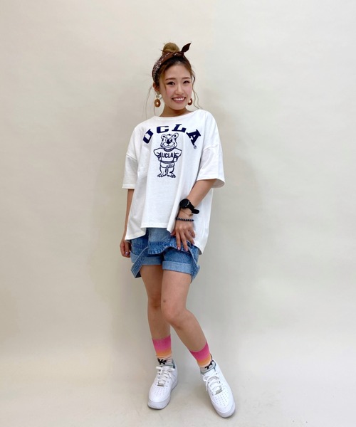 ANTIBAL（アンティバル）の「ANTIBAL/アンティバル  UCLA/ユーシーエルエー  ベアーカレッジプリントTシャツ   212AN2ST147（Tシャツ/カットソー・レディース・ホワイト/ネイビー/グリーン・FREE）」の12枚目の写真