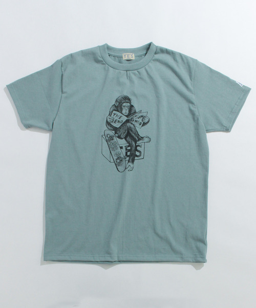 The Endless Summer（エンドレスサマー）の「TES THINKING MONKEY T-SHIRT（Tシャツ/カットソー・メンズ・チャコール/ホワイト/サックスブルー・SMALL/MEDIUM/LARGE/X-LARGE）」の6枚目の写真