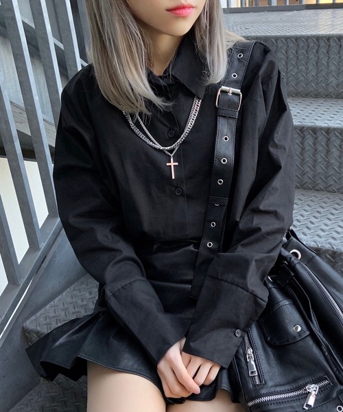 Figments（フィグメンツ）の「無地シャツ（シャツ/ブラウス・レディース・ブラック/ホワイト・FREE）」の2枚目の写真