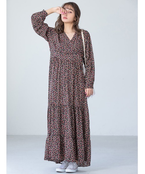 セール ワンピース カシュクール花柄ティアードワンピース ワンピース Fifth フィフス のファッション