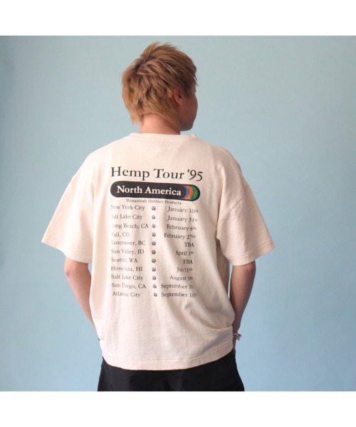 MANASTASH（マナスタッシュ）の「MANASTASH/マナスタッシュ　HEMP TOUR TEE ヘンプツアーティー（Tシャツ/カットソー・メンズ・ナチュラル/ブラック/オレンジ系その他・MEDIUM/LARGE/X-LARGE）」の5枚目の写真