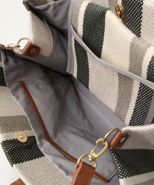 LAVEANGE（ラビアンジェ）の「[A4サイズ対応][2WAY] ストライプトートバッグ /ショルダーバッグ（トートバッグ・レディース・ブラック/ベージュ/グリーン・FREE）」の21枚目の写真