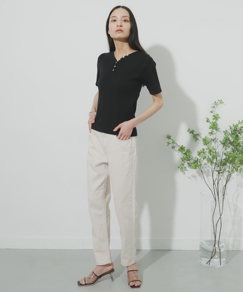 SENSE OF PLACE by URBAN RESEARCH（センスオブプレイスバイアーバンリサーチ）の「『Tallサイズあり』カツラギテーパードパンツ（デニムパンツ・レディース・ブラウン/アイボリー/オリーブ・MEDIUM/SMALL/TALL）」の8枚目の写真