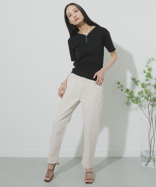 SENSE OF PLACE by URBAN RESEARCH（センスオブプレイスバイアーバンリサーチ）の「『Tallサイズあり』カツラギテーパードパンツ（デニムパンツ・レディース・ブラウン/アイボリー/オリーブ・MEDIUM/SMALL/TALL）」の17枚目の写真