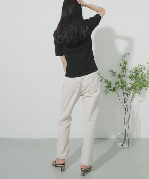 SENSE OF PLACE by URBAN RESEARCH（センスオブプレイスバイアーバンリサーチ）の「『Tallサイズあり』カツラギテーパードパンツ（デニムパンツ・レディース・ブラウン/アイボリー/オリーブ・MEDIUM/SMALL/TALL）」の13枚目の写真