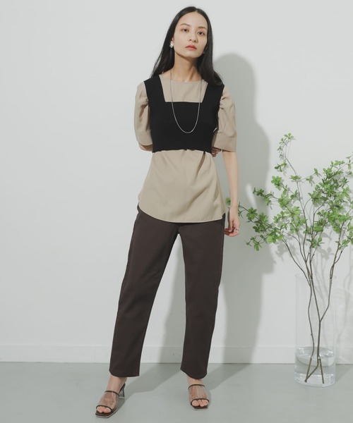 SENSE OF PLACE by URBAN RESEARCH（センスオブプレイスバイアーバンリサーチ）の「『Tallサイズあり』カツラギテーパードパンツ（デニムパンツ・レディース・ブラウン/アイボリー/オリーブ・MEDIUM/SMALL/TALL）」の9枚目の写真