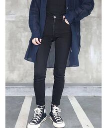 Ungrid | ブラックハイウエストストスリ(デニムパンツ)