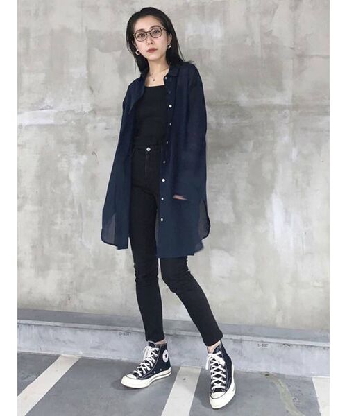 Ungrid（アングリッド）の「ブラックハイウエストストスリ（デニムパンツ・レディース・ブラック・24inch/25inch/26inch/27inch/23inch）」の4枚目の写真