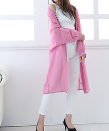 オーバーサイズ シアーシフォンロングガウンカーディガン