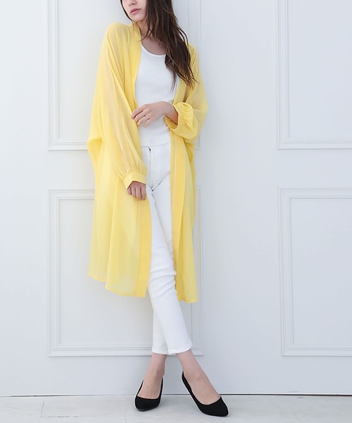 Primazel(プリマゼル)の「オーバーサイズ シアーシフォンロングガウンカーディガン(カーディガン/ボレロ・レディース・ホワイト/ブラック/パープル/ミント/ブルーグレー/イエロー/ダークグレー/ピンク系その他・M)」の8枚目の写真