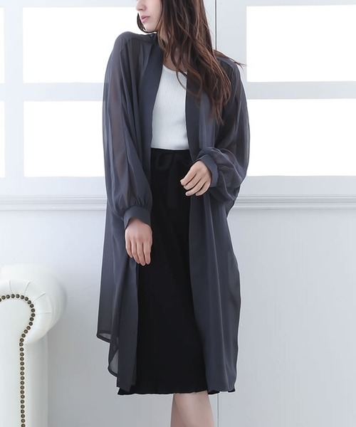 Primazel(プリマゼル)の「オーバーサイズ シアーシフォンロングガウンカーディガン(カーディガン/ボレロ・レディース・ホワイト/ブラック/パープル/ミント/ブルーグレー/イエロー/ダークグレー/ピンク系その他・M)」の4枚目の写真