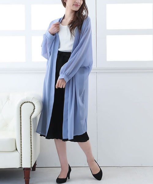 Primazel(プリマゼル)の「オーバーサイズ シアーシフォンロングガウンカーディガン(カーディガン/ボレロ・レディース・ホワイト/ブラック/パープル/ミント/ブルーグレー/イエロー/ダークグレー/ピンク系その他・M)」の5枚目の写真