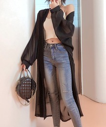 Primazel | オーバーサイズ シアーシフォンロングガウンカーディガン(カーディガン/ボレロ)