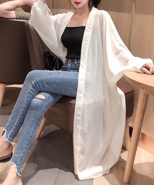 Primazel(プリマゼル)の「オーバーサイズ シアーシフォンロングガウンカーディガン(カーディガン/ボレロ・レディース・ホワイト/ブラック/パープル/ミント/ブルーグレー/イエロー/ダークグレー/ピンク系その他・M)」の20枚目の写真