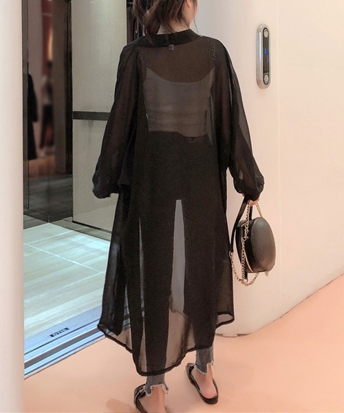 Primazel(プリマゼル)の「オーバーサイズ シアーシフォンロングガウンカーディガン(カーディガン/ボレロ・レディース・ホワイト/ブラック/パープル/ミント/ブルーグレー/イエロー/ダークグレー/ピンク系その他・M)」の14枚目の写真