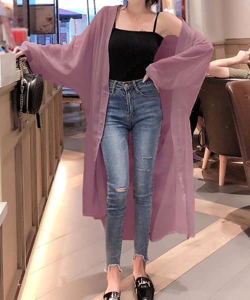 Primazel(プリマゼル)の「オーバーサイズ シアーシフォンロングガウンカーディガン(カーディガン/ボレロ・レディース・ホワイト/ブラック/パープル/ミント/ブルーグレー/イエロー/ダークグレー/ピンク系その他・M)」の22枚目の写真