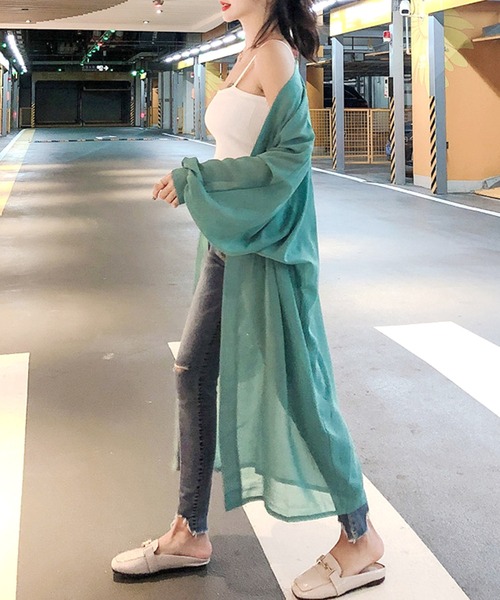 Primazel(プリマゼル)の「オーバーサイズ シアーシフォンロングガウンカーディガン(カーディガン/ボレロ・レディース・ホワイト/ブラック/パープル/ミント/ブルーグレー/イエロー/ダークグレー/ピンク系その他・M)」の10枚目の写真