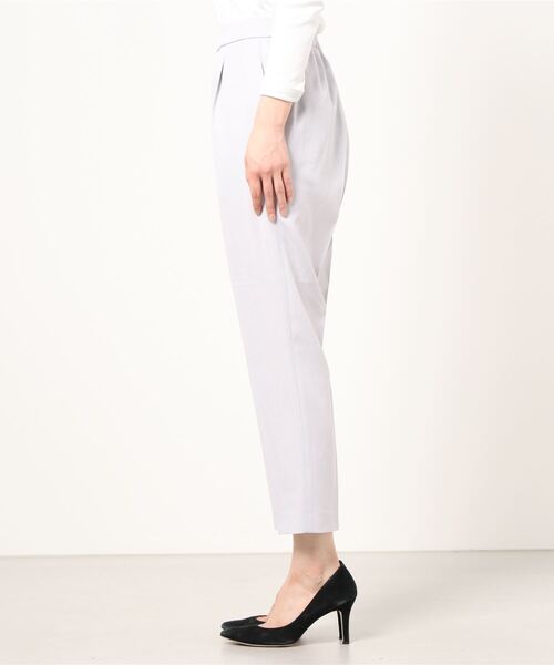 Perfect Suit FActory（パーフェクトスーツファクトリー）の「リネンライク　麻調　セットアップ　Wゴムテーパードパンツ　ネイビー/グレー（スーツパンツ・レディース・ネイビー/ライトグレー・L/M）」の7枚目の写真