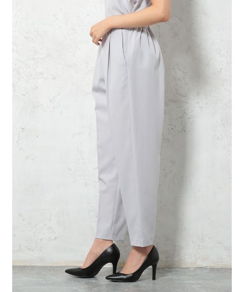 Perfect Suit FActory（パーフェクトスーツファクトリー）の「リネンライク　麻調　セットアップ　Wゴムテーパードパンツ　ネイビー/グレー（スーツパンツ・レディース・ネイビー/ライトグレー・L/M）」の11枚目の写真
