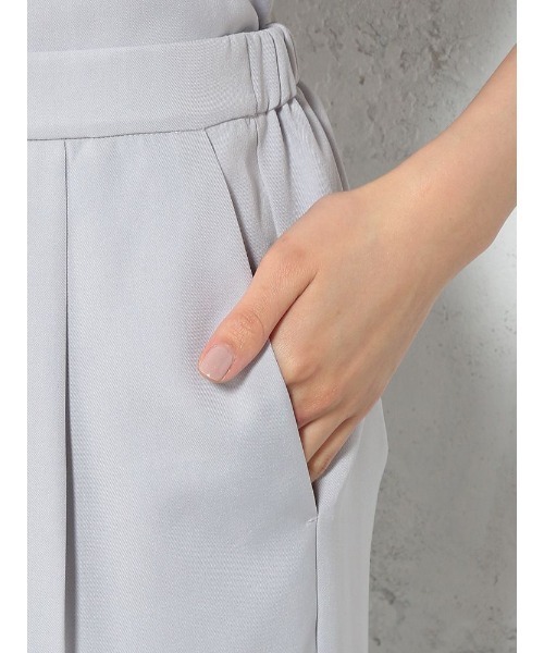 Perfect Suit FActory（パーフェクトスーツファクトリー）の「リネンライク　麻調　セットアップ　Wゴムテーパードパンツ　ネイビー/グレー（スーツパンツ・レディース・ネイビー/ライトグレー・L/M）」の13枚目の写真