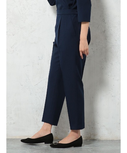 Perfect Suit FActory（パーフェクトスーツファクトリー）の「リネンライク　麻調　セットアップ　Wゴムテーパードパンツ　ネイビー/グレー（スーツパンツ・レディース・ネイビー/ライトグレー・L/M）」の18枚目の写真