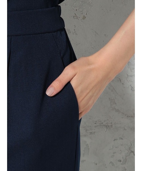 Perfect Suit FActory（パーフェクトスーツファクトリー）の「リネンライク　麻調　セットアップ　Wゴムテーパードパンツ　ネイビー/グレー（スーツパンツ・レディース・ネイビー/ライトグレー・L/M）」の20枚目の写真