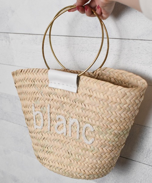 Fatima morocco(ファティマモロッコ)の「【W】【Fatima Morocco】ラウンドハンドルレザーロゴBAG(かごバッグ・レディース・ブラック系/ホワイト系・FREE)」の2枚目の写真