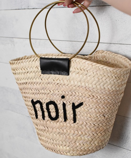 Fatima morocco(ファティマモロッコ)の「【W】【Fatima Morocco】ラウンドハンドルレザーロゴBAG(かごバッグ・レディース・ブラック系/ホワイト系・FREE)」の1枚目の写真