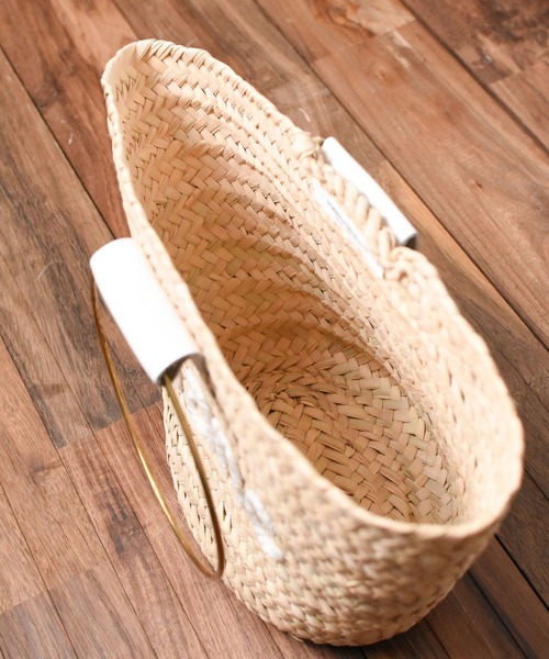 Fatima morocco(ファティマモロッコ)の「【W】【Fatima Morocco】ラウンドハンドルレザーロゴBAG(かごバッグ・レディース・ブラック系/ホワイト系・FREE)」の7枚目の写真