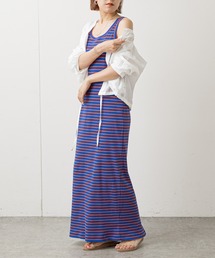 Omekashi | テレコボーダーノースリーブワンピース(ワンピース)