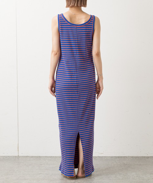 Omekashi(オメカシ)の「テレコボーダーノースリーブワンピース(ワンピース・レディース・グリーン/ブルー/ブラウン・38/36)」の5枚目の写真