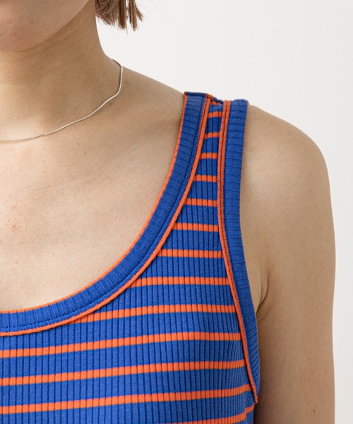 Omekashi(オメカシ)の「テレコボーダーノースリーブワンピース(ワンピース・レディース・グリーン/ブルー/ブラウン・38/36)」の16枚目の写真