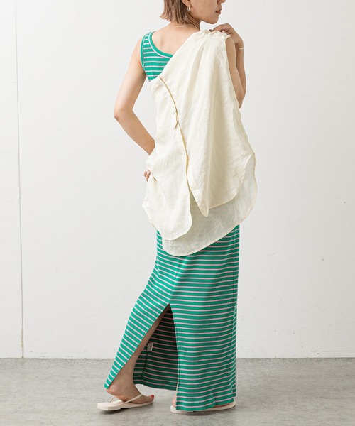 Omekashi(オメカシ)の「テレコボーダーノースリーブワンピース(ワンピース・レディース・グリーン/ブルー/ブラウン・38/36)」の21枚目の写真