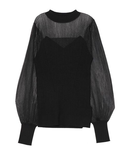 LAGUNAMOON(ラグナムーン)の「シアーボリュームスリーブニットプルオーバー(ニット/セーター・レディース・アイボリー/ブラック/ラベンダー・FREE)」の5枚目の写真