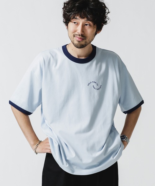 セール ロゴプリントトリムビッグｔシャツ Tシャツ カットソー Nano Universe ナノユニバース のファッション通販 Zozotown