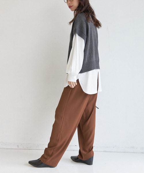 AIC.(エーアイシー)の「カットロンT×ダメージニットベストセット(ニット/セーター・レディース・チャコールグレー/ブラック/オフホワイト・FREE)」の4枚目の写真