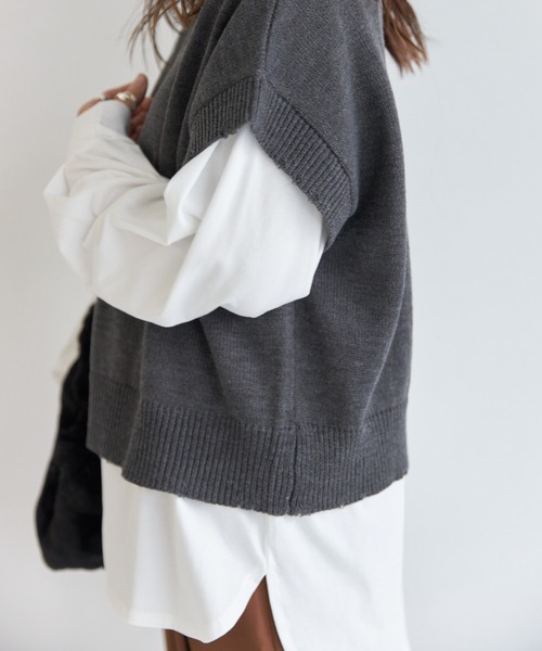 AIC.(エーアイシー)の「カットロンT×ダメージニットベストセット(ニット/セーター・レディース・チャコールグレー/ブラック/オフホワイト・FREE)」の17枚目の写真