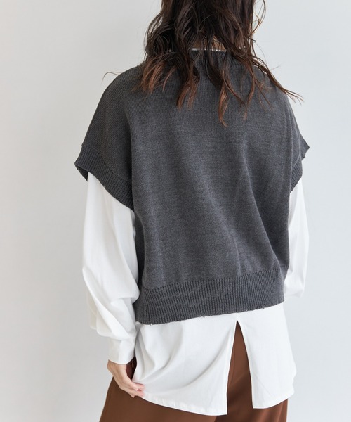 AIC.(エーアイシー)の「カットロンT×ダメージニットベストセット(ニット/セーター・レディース・チャコールグレー/ブラック/オフホワイト・FREE)」の13枚目の写真