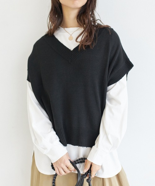 AIC.(エーアイシー)の「カットロンT×ダメージニットベストセット(ニット/セーター・レディース・チャコールグレー/ブラック/オフホワイト・FREE)」の21枚目の写真