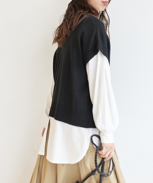 AIC.(エーアイシー)の「カットロンT×ダメージニットベストセット(ニット/セーター・レディース・チャコールグレー/ブラック/オフホワイト・FREE)」の14枚目の写真
